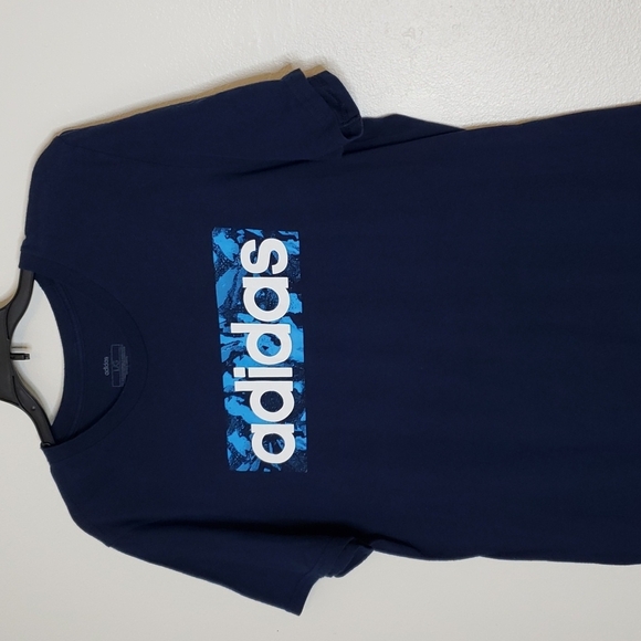Adidas Tee Shirt Short Sleeve Navy Graphic Unisex Top Trendy Athleisure Athletic - Picture 2 of 6